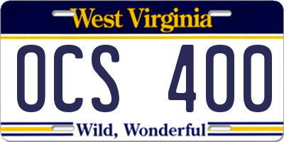 WV license plate OCS400