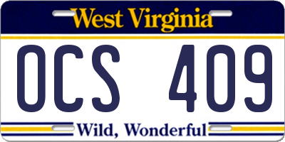 WV license plate OCS409