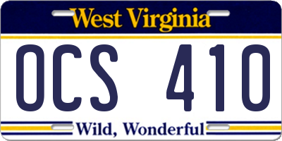WV license plate OCS410