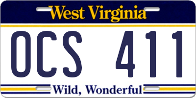 WV license plate OCS411