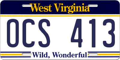 WV license plate OCS413