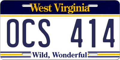 WV license plate OCS414
