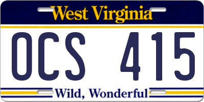 WV license plate OCS415
