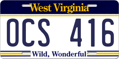 WV license plate OCS416