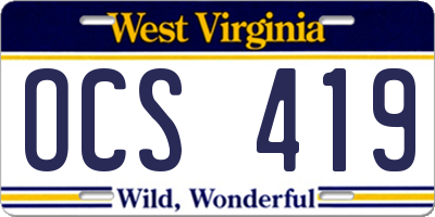 WV license plate OCS419