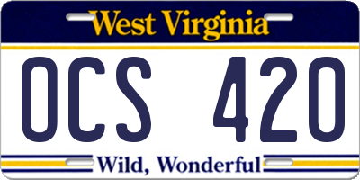 WV license plate OCS420