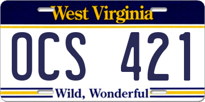 WV license plate OCS421