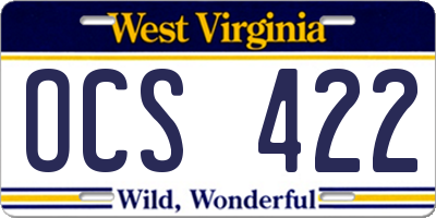 WV license plate OCS422