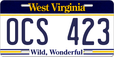 WV license plate OCS423
