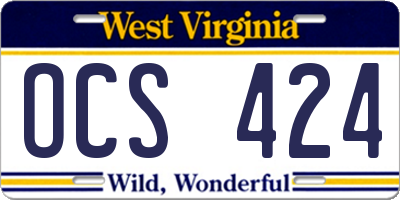 WV license plate OCS424