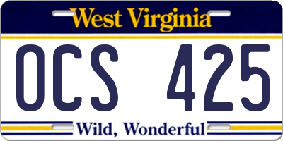 WV license plate OCS425