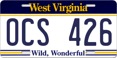 WV license plate OCS426