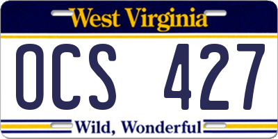 WV license plate OCS427