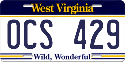 WV license plate OCS429
