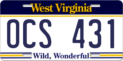 WV license plate OCS431