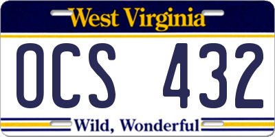 WV license plate OCS432