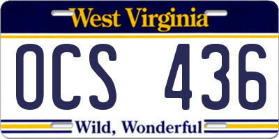 WV license plate OCS436