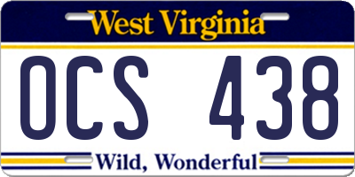 WV license plate OCS438