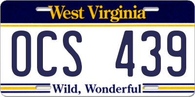 WV license plate OCS439