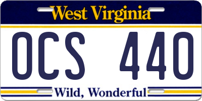 WV license plate OCS440