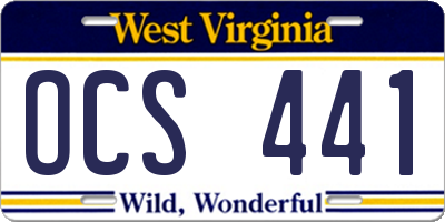 WV license plate OCS441