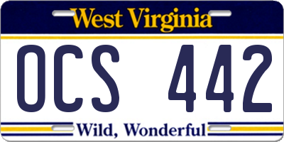 WV license plate OCS442