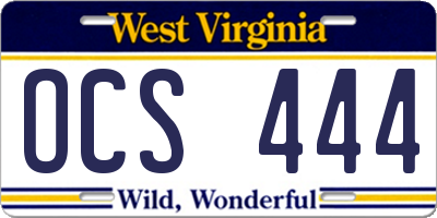 WV license plate OCS444