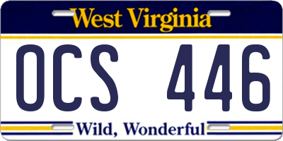 WV license plate OCS446