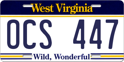 WV license plate OCS447