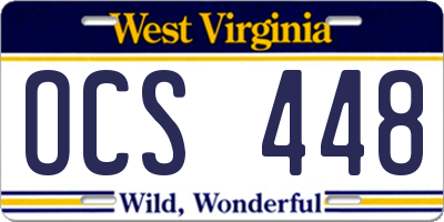 WV license plate OCS448