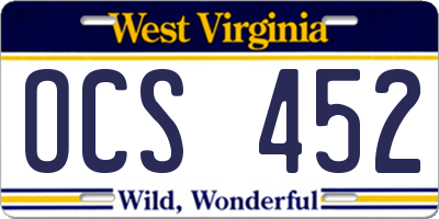 WV license plate OCS452