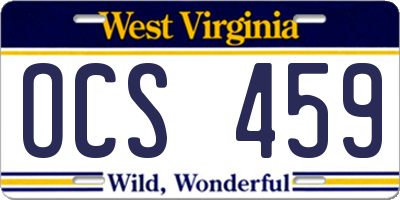 WV license plate OCS459
