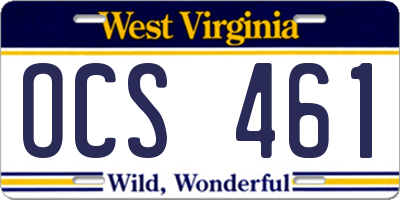 WV license plate OCS461