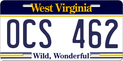 WV license plate OCS462