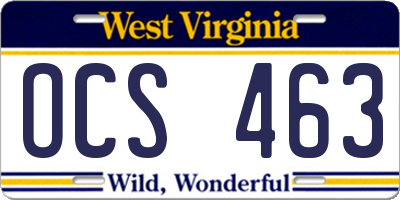 WV license plate OCS463