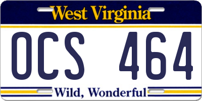 WV license plate OCS464