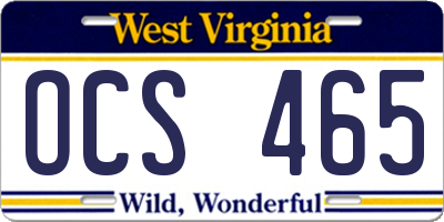 WV license plate OCS465