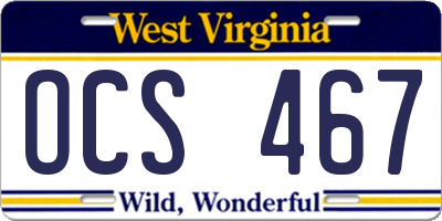 WV license plate OCS467