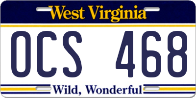 WV license plate OCS468