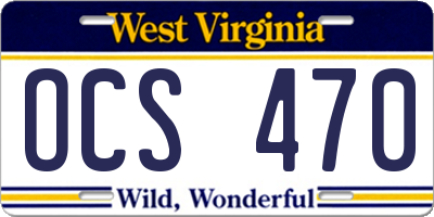 WV license plate OCS470
