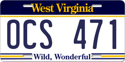 WV license plate OCS471
