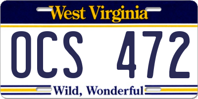WV license plate OCS472