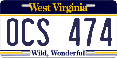 WV license plate OCS474