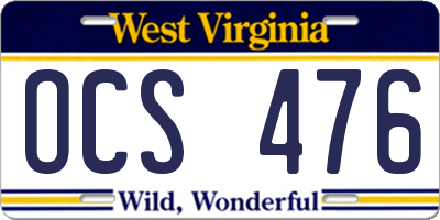 WV license plate OCS476