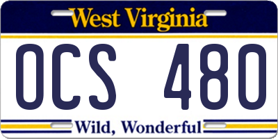 WV license plate OCS480
