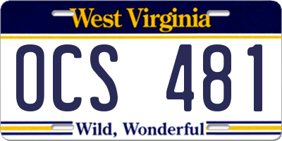WV license plate OCS481