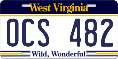 WV license plate OCS482