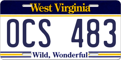 WV license plate OCS483