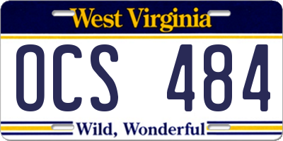 WV license plate OCS484