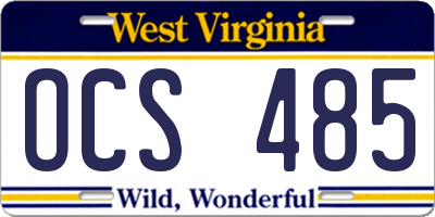WV license plate OCS485